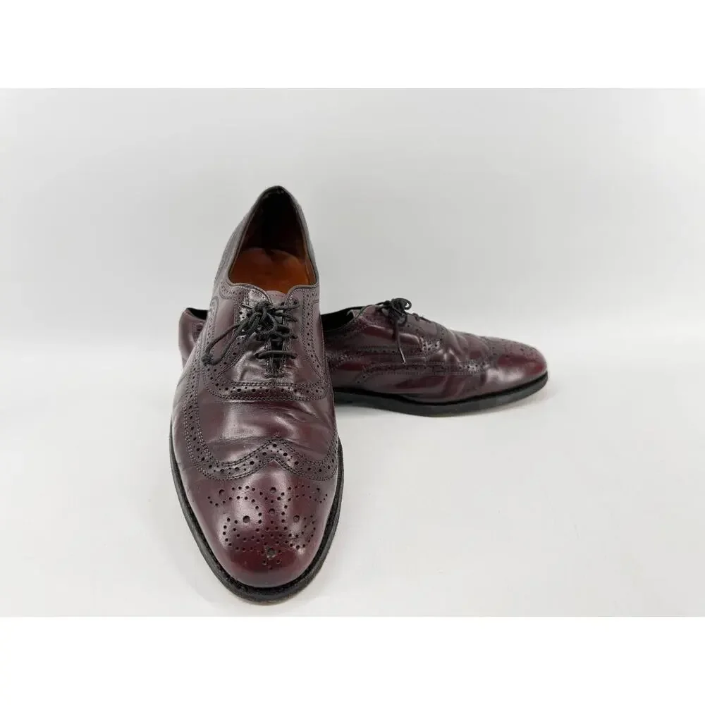 Allen Edmonds Men's Burgundy Leather Wingtip Brogue Oxford Dress Shoes 11 D USA